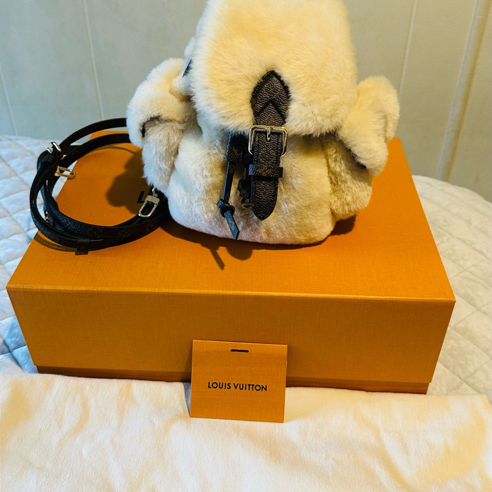 Louis Vuitton Cream Fur Backpack